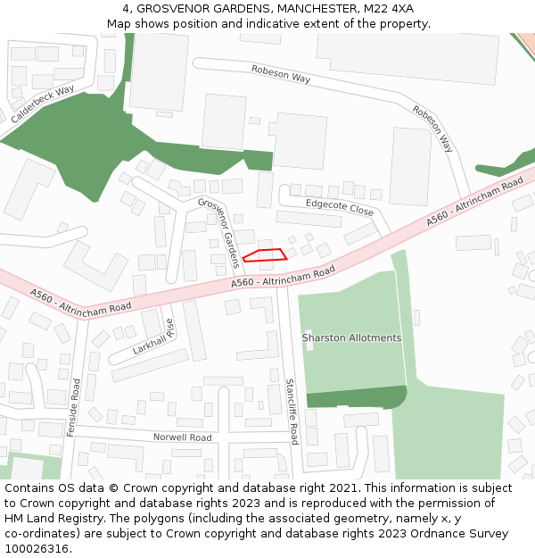 4, GROSVENOR GARDENS, MANCHESTER, M22 4XA: Location map and indicative extent of plot