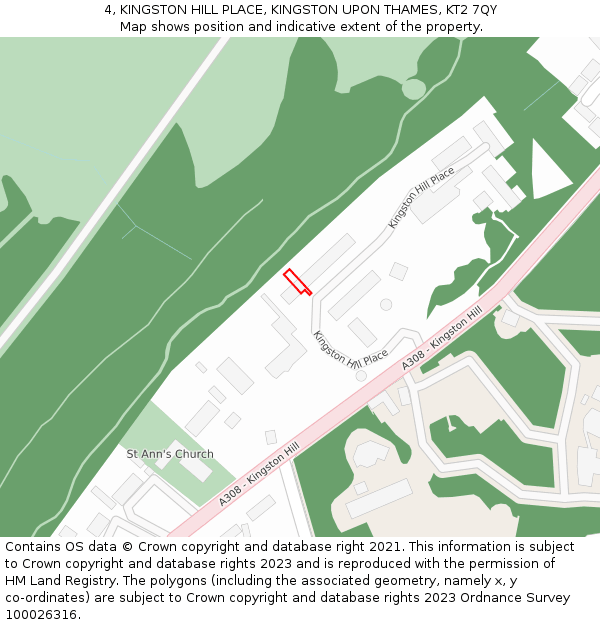 4, KINGSTON HILL PLACE, KINGSTON UPON THAMES, KT2 7QY: Location map and indicative extent of plot