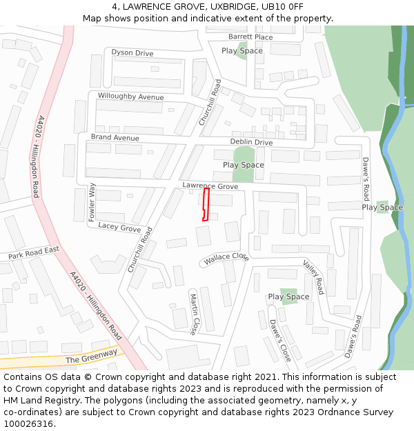4, LAWRENCE GROVE, UXBRIDGE, UB10 0FF: Location map and indicative extent of plot