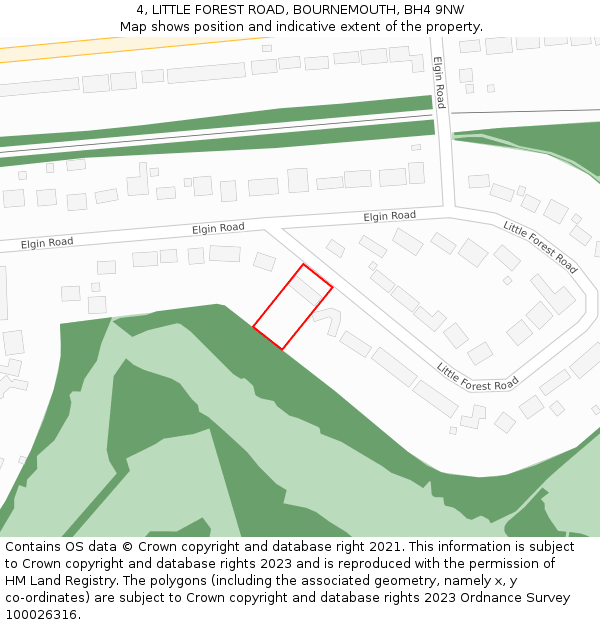 4, LITTLE FOREST ROAD, BOURNEMOUTH, BH4 9NW: Location map and indicative extent of plot