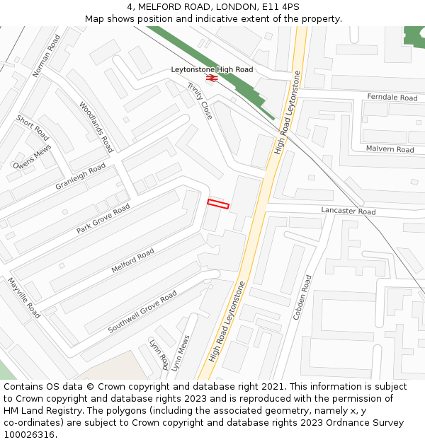 4, MELFORD ROAD, LONDON, E11 4PS: Location map and indicative extent of plot