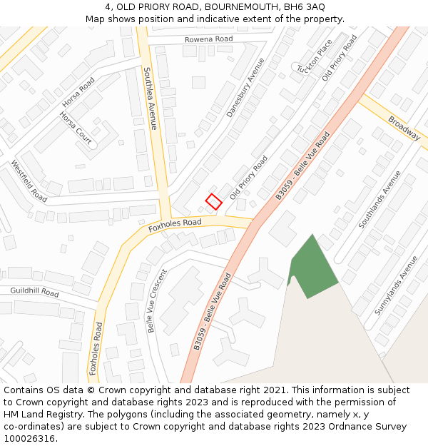 4, OLD PRIORY ROAD, BOURNEMOUTH, BH6 3AQ: Location map and indicative extent of plot
