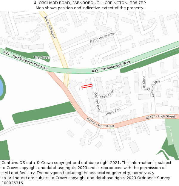 4, ORCHARD ROAD, FARNBOROUGH, ORPINGTON, BR6 7BP: Location map and indicative extent of plot