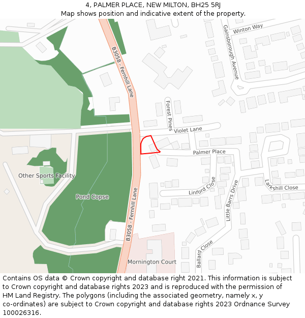 4, PALMER PLACE, NEW MILTON, BH25 5RJ: Location map and indicative extent of plot