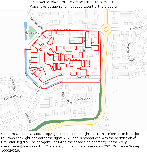 4, ROWTON WAY, BOULTON MOOR, DERBY, DE24 5BL: Location map and indicative extent of plot