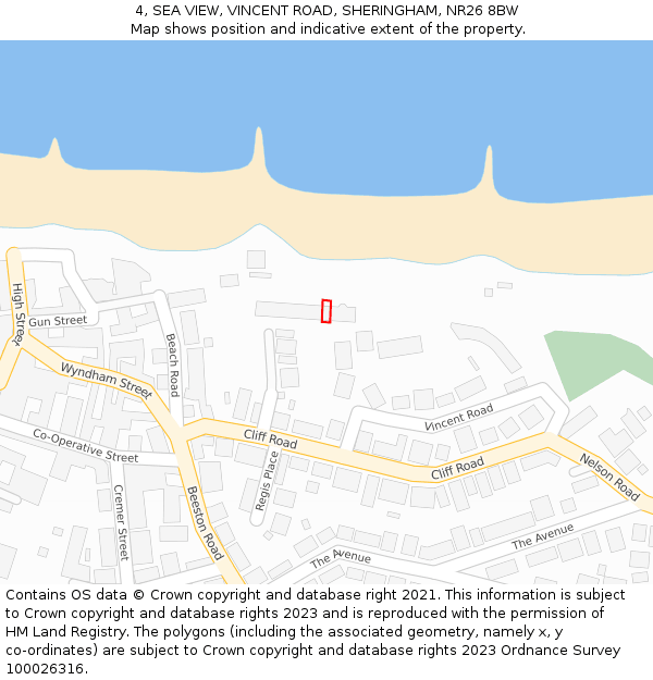 4, SEA VIEW, VINCENT ROAD, SHERINGHAM, NR26 8BW: Location map and indicative extent of plot