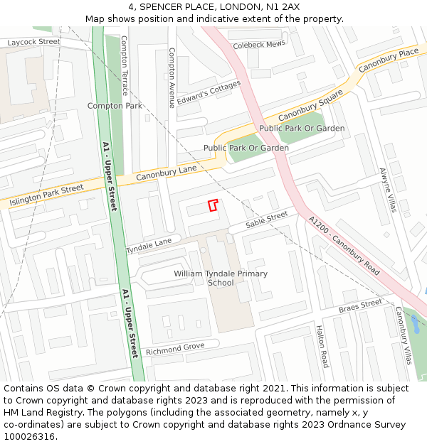 4, SPENCER PLACE, LONDON, N1 2AX: Location map and indicative extent of plot