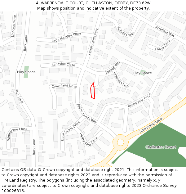 4, WARRENDALE COURT, CHELLASTON, DERBY, DE73 6PW: Location map and indicative extent of plot