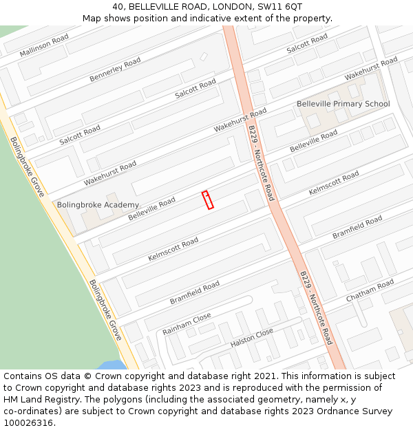 40, BELLEVILLE ROAD, LONDON, SW11 6QT: Location map and indicative extent of plot
