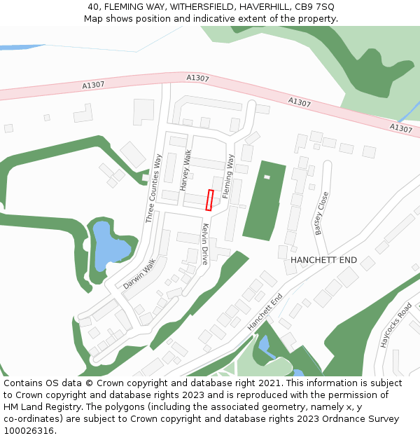 40, FLEMING WAY, WITHERSFIELD, HAVERHILL, CB9 7SQ: Location map and indicative extent of plot