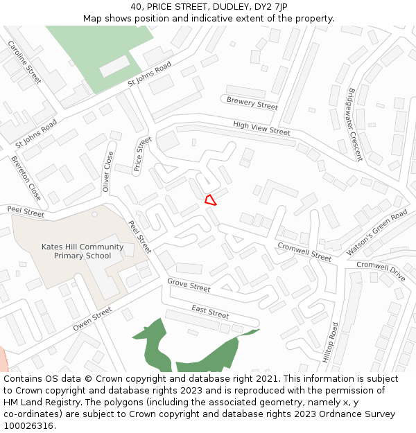 40, PRICE STREET, DUDLEY, DY2 7JP: Location map and indicative extent of plot