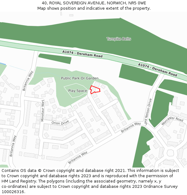 40, ROYAL SOVEREIGN AVENUE, NORWICH, NR5 0WE: Location map and indicative extent of plot
