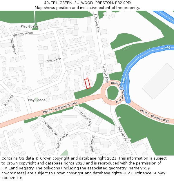 40, TEIL GREEN, FULWOOD, PRESTON, PR2 9PD: Location map and indicative extent of plot