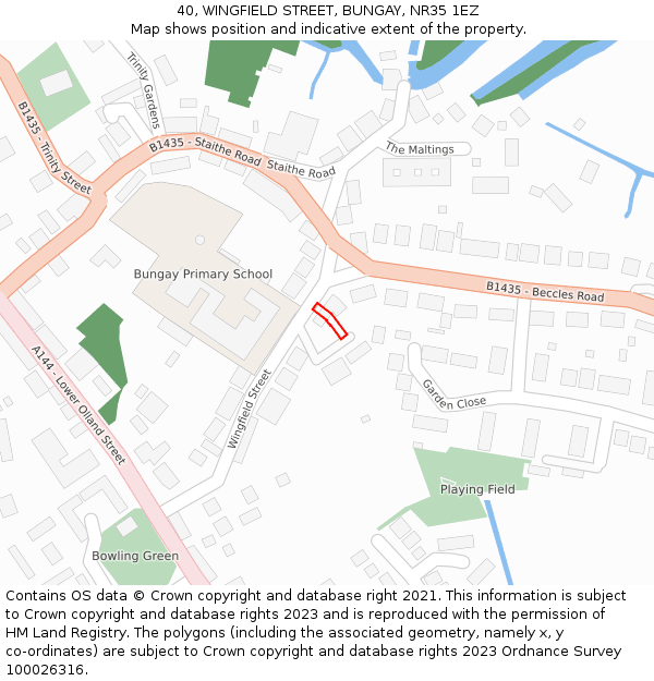 40, WINGFIELD STREET, BUNGAY, NR35 1EZ: Location map and indicative extent of plot