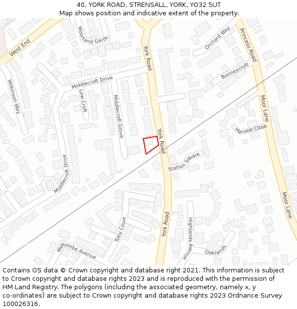 40, YORK ROAD, STRENSALL, YORK, YO32 5UT: Location map and indicative extent of plot