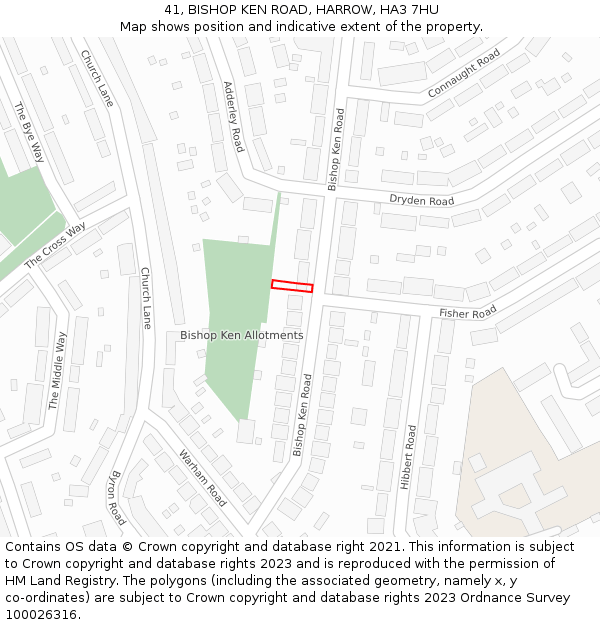 41, BISHOP KEN ROAD, HARROW, HA3 7HU: Location map and indicative extent of plot