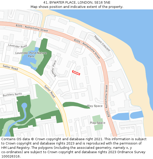 41, BYWATER PLACE, LONDON, SE16 5NE: Location map and indicative extent of plot