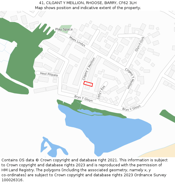 41, CILGANT Y MEILLION, RHOOSE, BARRY, CF62 3LH: Location map and indicative extent of plot