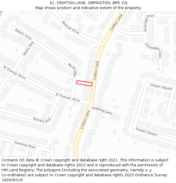 41, CROFTON LANE, ORPINGTON, BR5 1HJ: Location map and indicative extent of plot