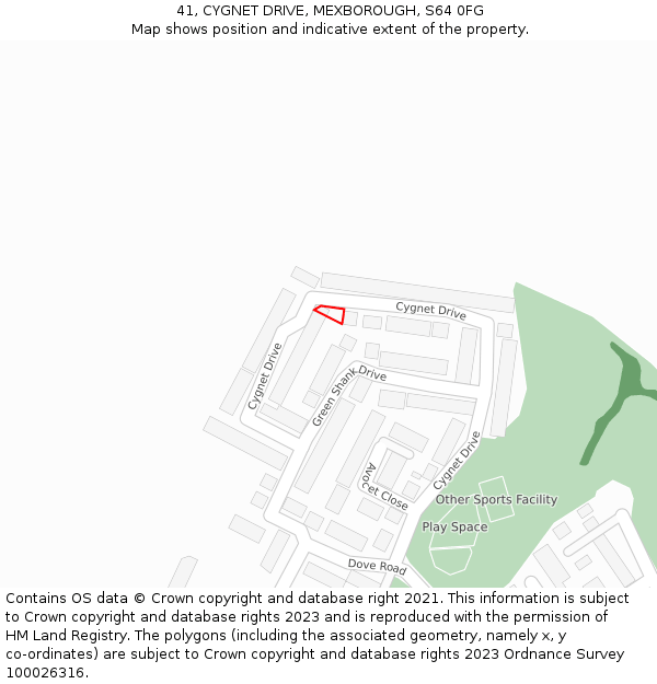 41, CYGNET DRIVE, MEXBOROUGH, S64 0FG: Location map and indicative extent of plot