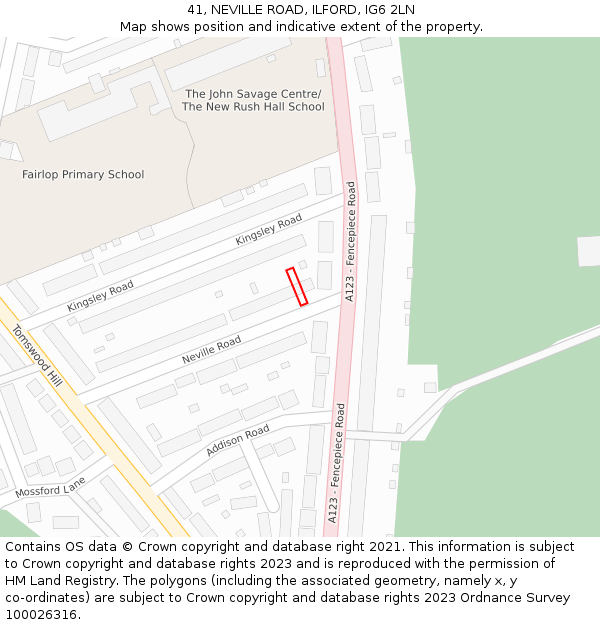 41, NEVILLE ROAD, ILFORD, IG6 2LN: Location map and indicative extent of plot