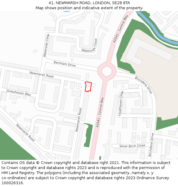 41, NEWMARSH ROAD, LONDON, SE28 8TA: Location map and indicative extent of plot