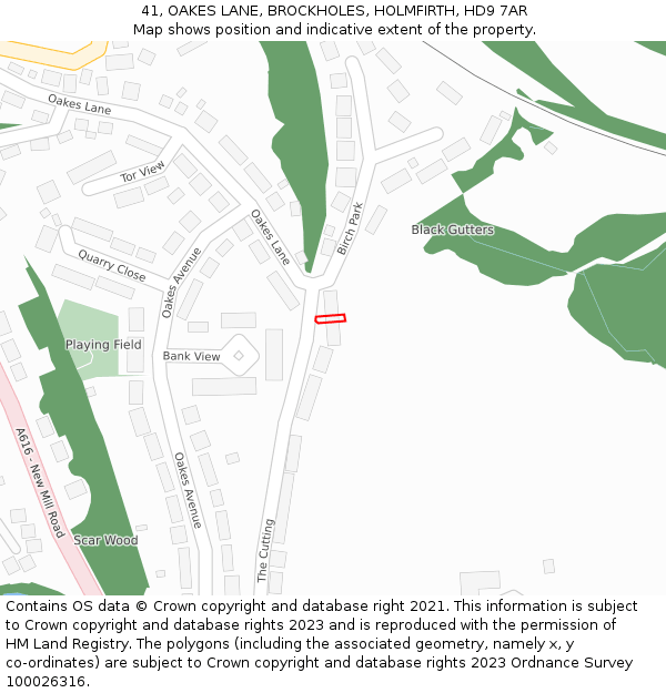 41, OAKES LANE, BROCKHOLES, HOLMFIRTH, HD9 7AR: Location map and indicative extent of plot