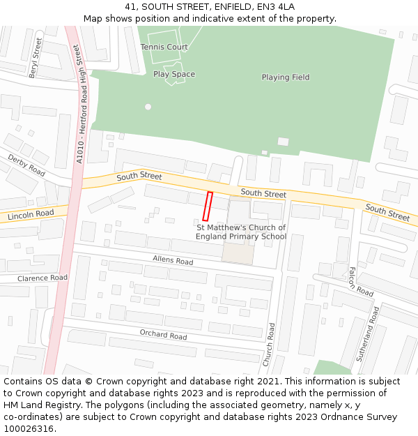 41, SOUTH STREET, ENFIELD, EN3 4LA: Location map and indicative extent of plot
