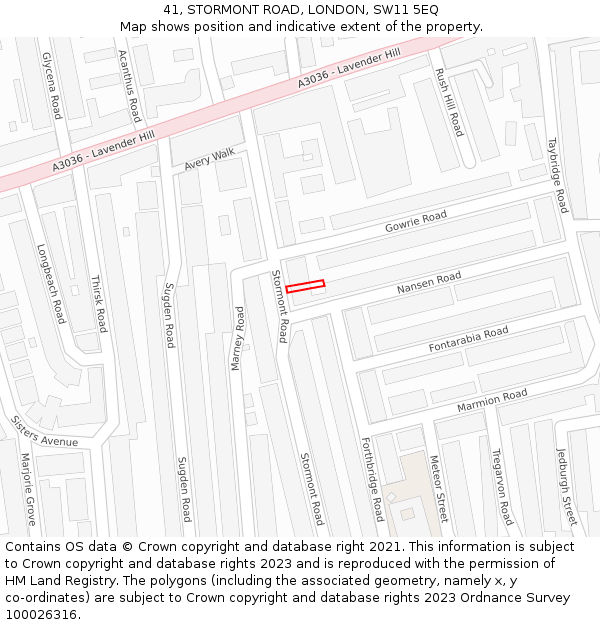 41, STORMONT ROAD, LONDON, SW11 5EQ: Location map and indicative extent of plot