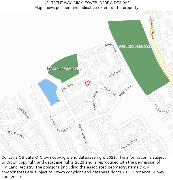 41, TRENT WAY, MICKLEOVER, DERBY, DE3 0AF: Location map and indicative extent of plot
