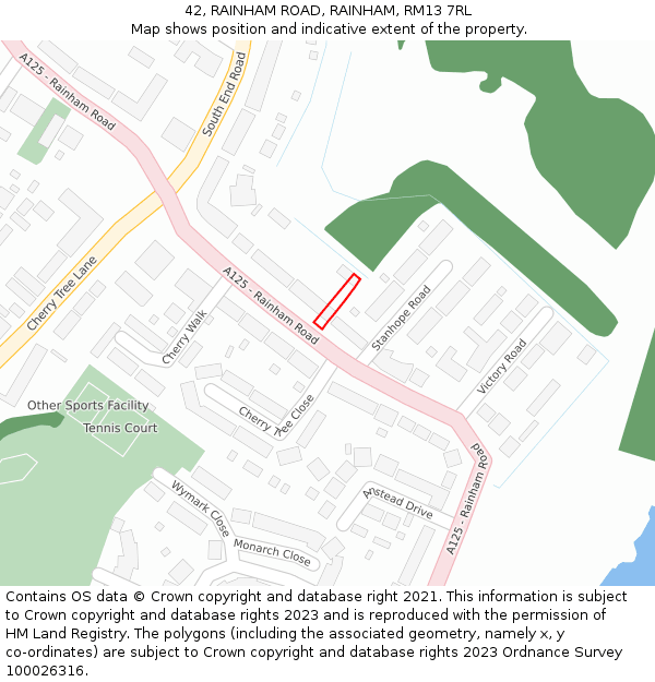 42, RAINHAM ROAD, RAINHAM, RM13 7RL: Location map and indicative extent of plot
