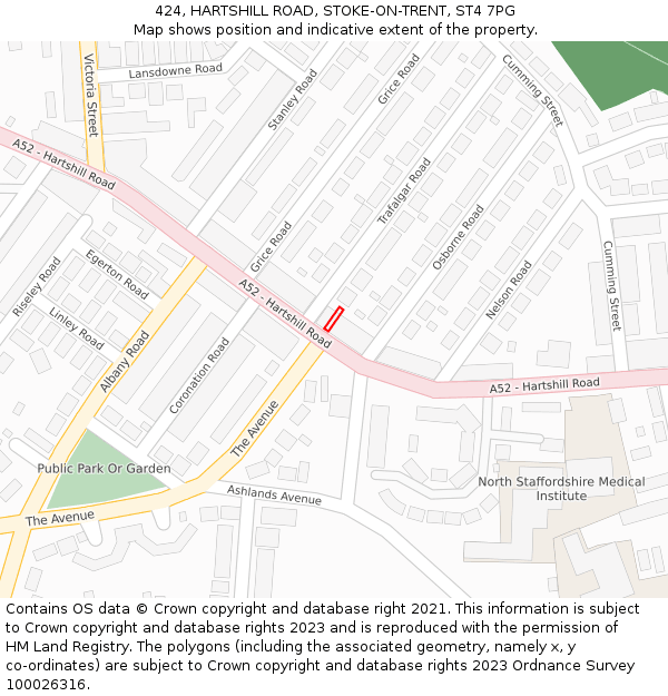 424, HARTSHILL ROAD, STOKE-ON-TRENT, ST4 7PG: Location map and indicative extent of plot