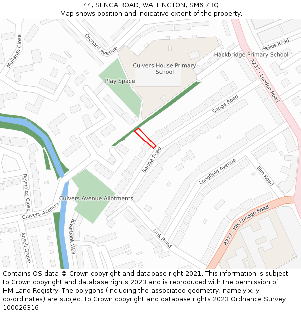 44, SENGA ROAD, WALLINGTON, SM6 7BQ: Location map and indicative extent of plot