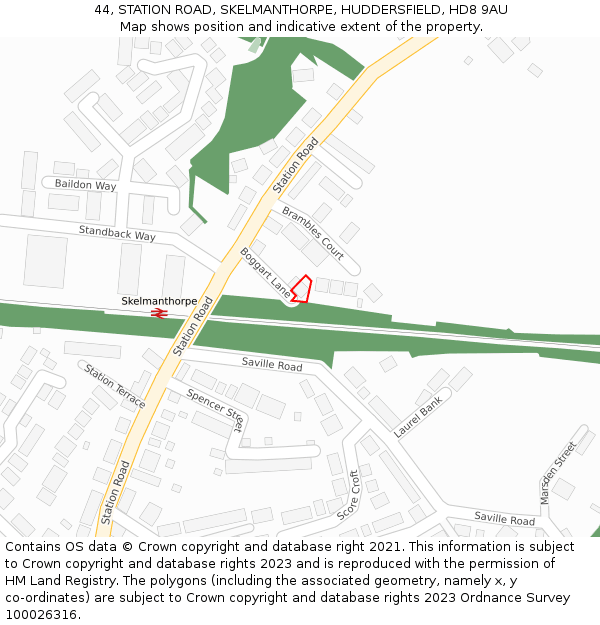 44, STATION ROAD, SKELMANTHORPE, HUDDERSFIELD, HD8 9AU: Location map and indicative extent of plot