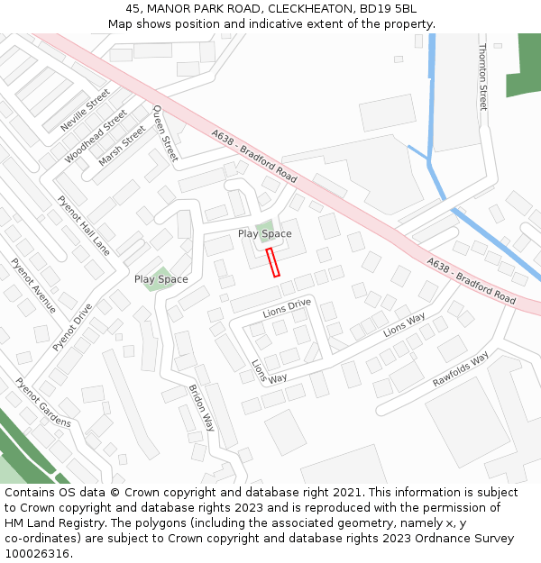 45, MANOR PARK ROAD, CLECKHEATON, BD19 5BL: Location map and indicative extent of plot