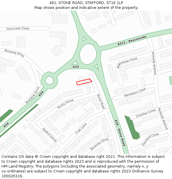 461, STONE ROAD, STAFFORD, ST16 1LP: Location map and indicative extent of plot