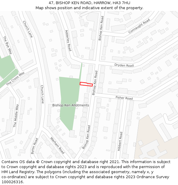 47, BISHOP KEN ROAD, HARROW, HA3 7HU: Location map and indicative extent of plot