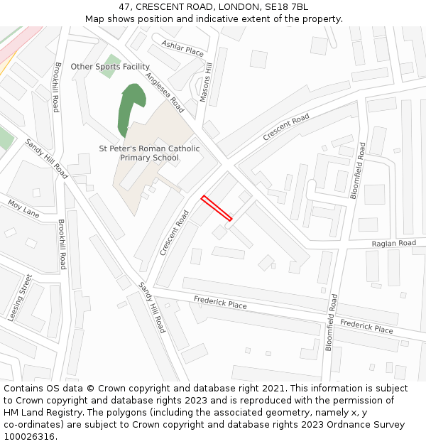 47, CRESCENT ROAD, LONDON, SE18 7BL: Location map and indicative extent of plot