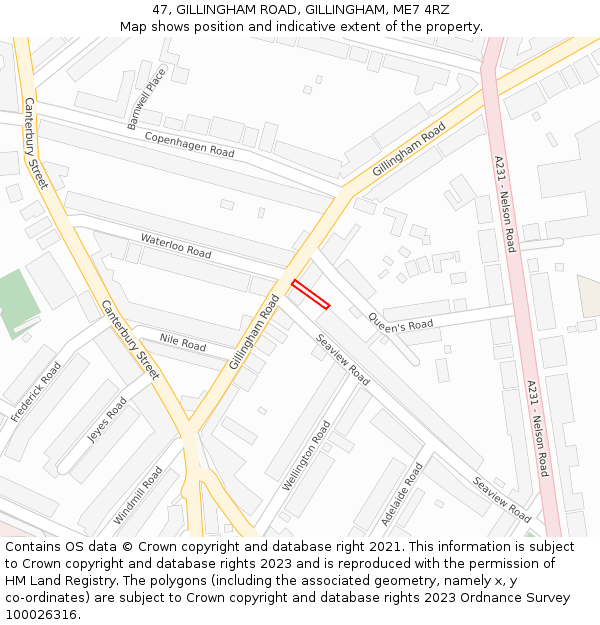 47, GILLINGHAM ROAD, GILLINGHAM, ME7 4RZ: Location map and indicative extent of plot