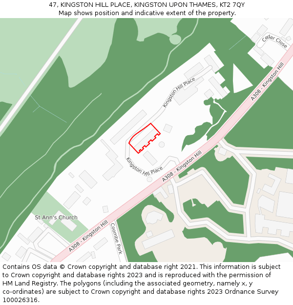 47, KINGSTON HILL PLACE, KINGSTON UPON THAMES, KT2 7QY: Location map and indicative extent of plot