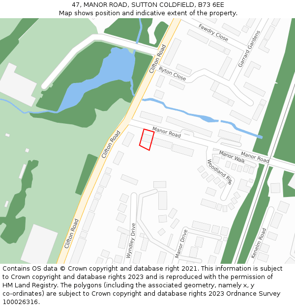 47, MANOR ROAD, SUTTON COLDFIELD, B73 6EE: Location map and indicative extent of plot