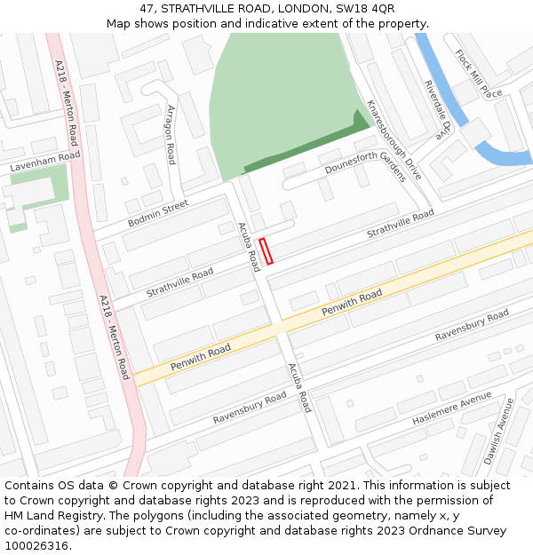 47, STRATHVILLE ROAD, LONDON, SW18 4QR: Location map and indicative extent of plot