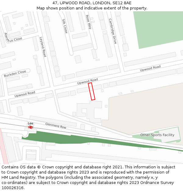 47, UPWOOD ROAD, LONDON, SE12 8AE: Location map and indicative extent of plot