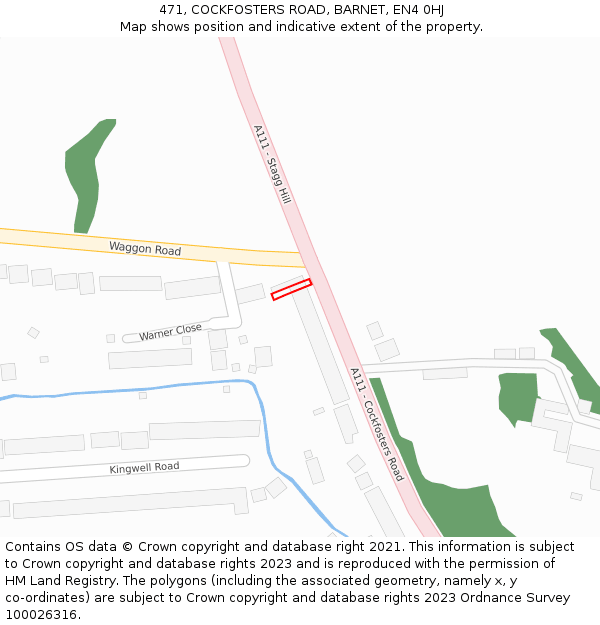 471, COCKFOSTERS ROAD, BARNET, EN4 0HJ: Location map and indicative extent of plot
