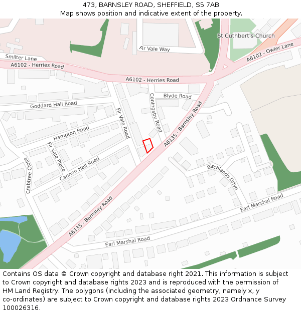 473, BARNSLEY ROAD, SHEFFIELD, S5 7AB: Location map and indicative extent of plot