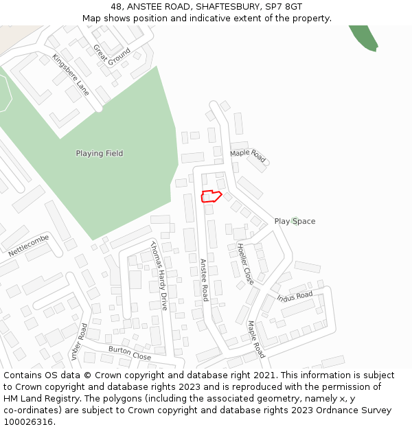 48, ANSTEE ROAD, SHAFTESBURY, SP7 8GT: Location map and indicative extent of plot