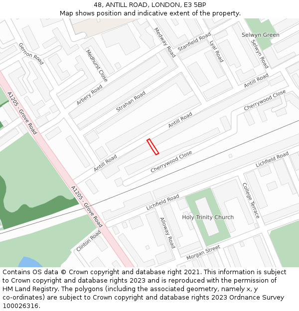 48, ANTILL ROAD, LONDON, E3 5BP: Location map and indicative extent of plot