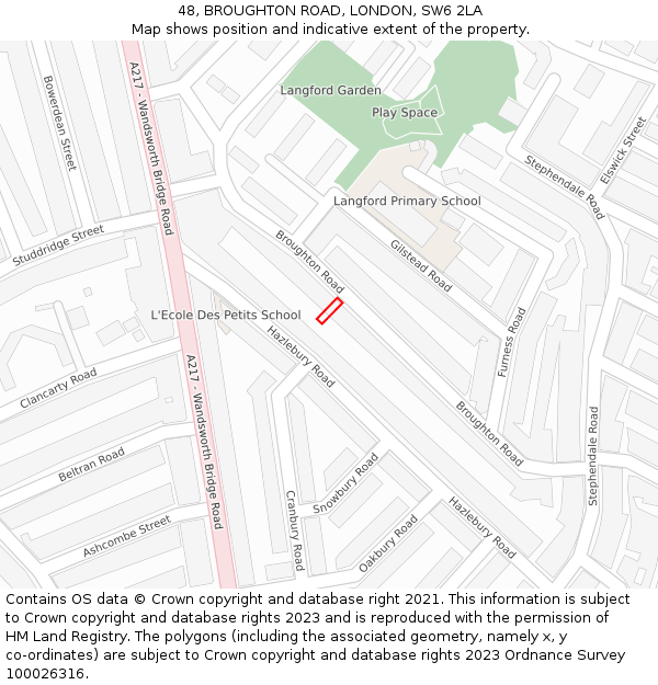 48, BROUGHTON ROAD, LONDON, SW6 2LA: Location map and indicative extent of plot