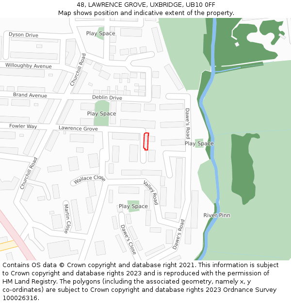 48, LAWRENCE GROVE, UXBRIDGE, UB10 0FF: Location map and indicative extent of plot