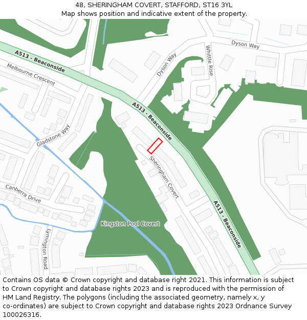 48, SHERINGHAM COVERT, STAFFORD, ST16 3YL: Location map and indicative extent of plot